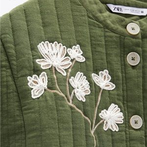 Embroided Quilted Zara Vest - Green